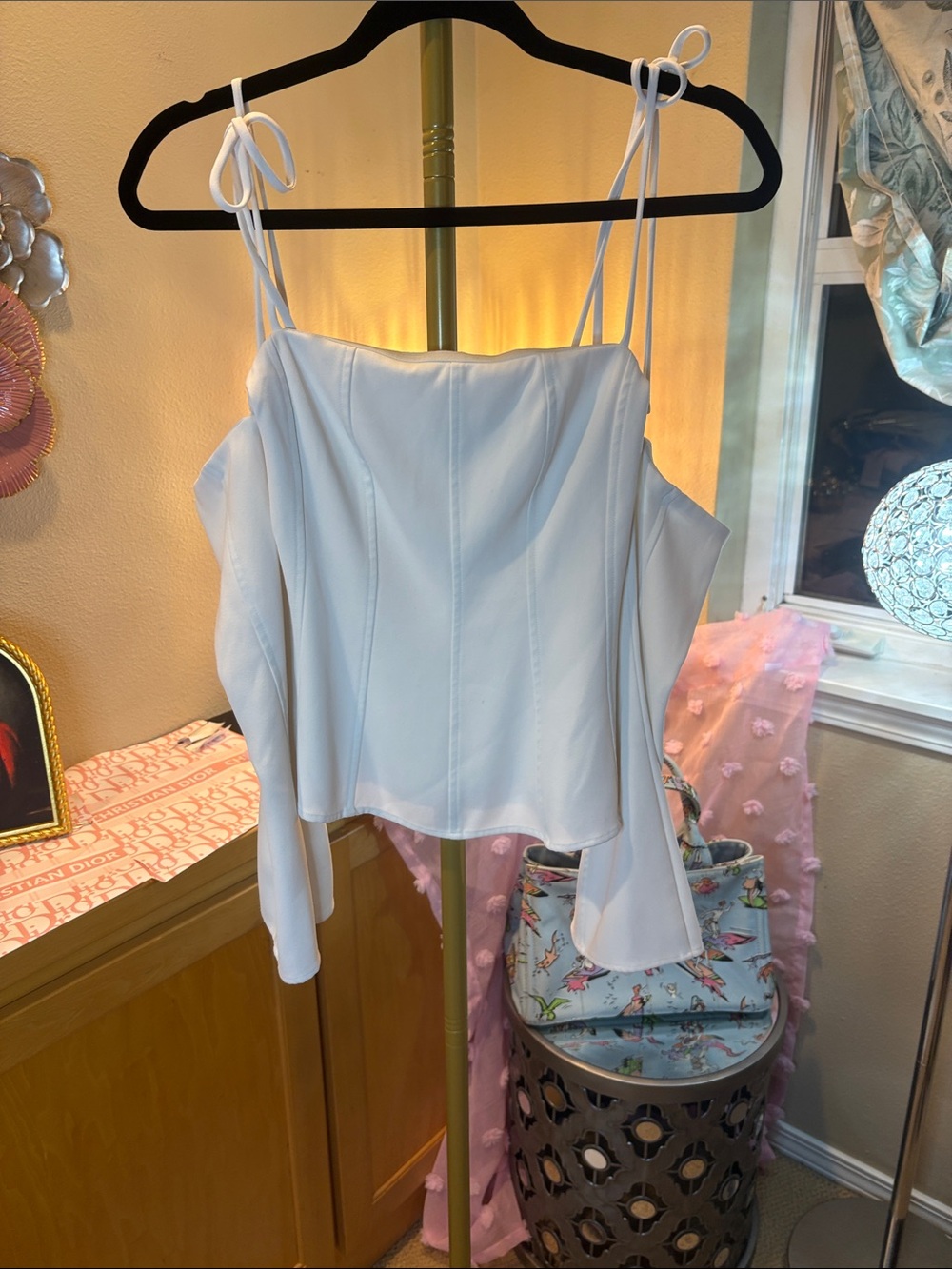 Third Form Ivory Off-The-Shoulder Structured Corset Top